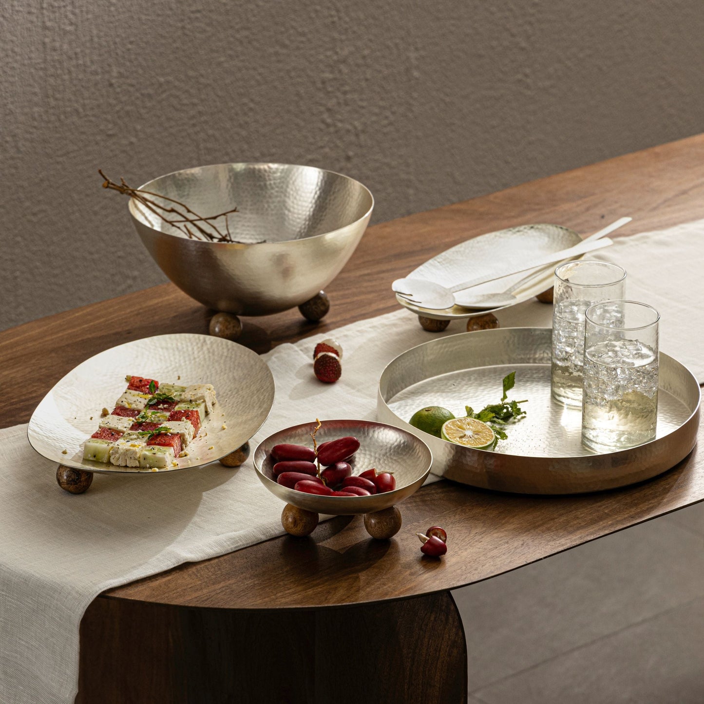 Eneziy Hand-Forged Silver Round Serving Tray