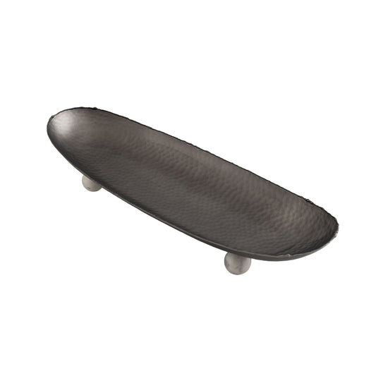 Eneziy Forged Gunmetal Footed Oval Platter