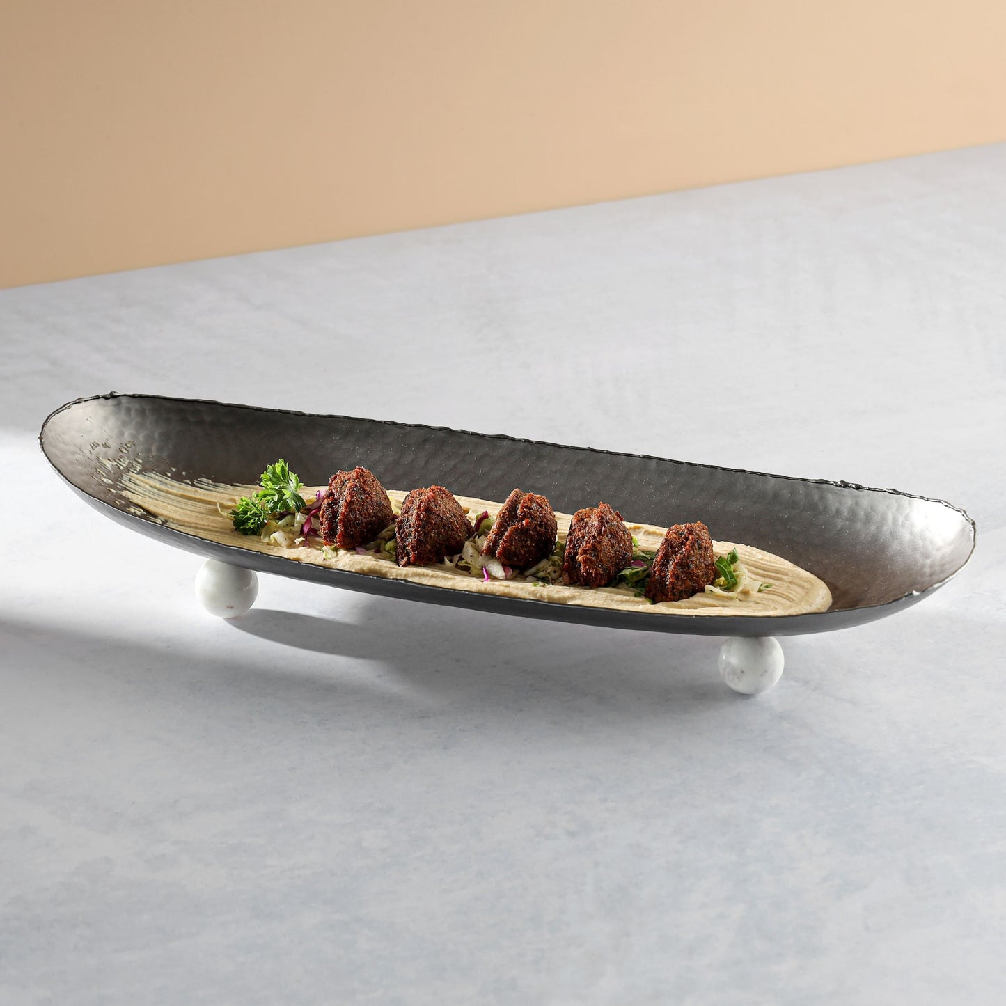 Eneziy Forged Gunmetal Footed Oval Platter