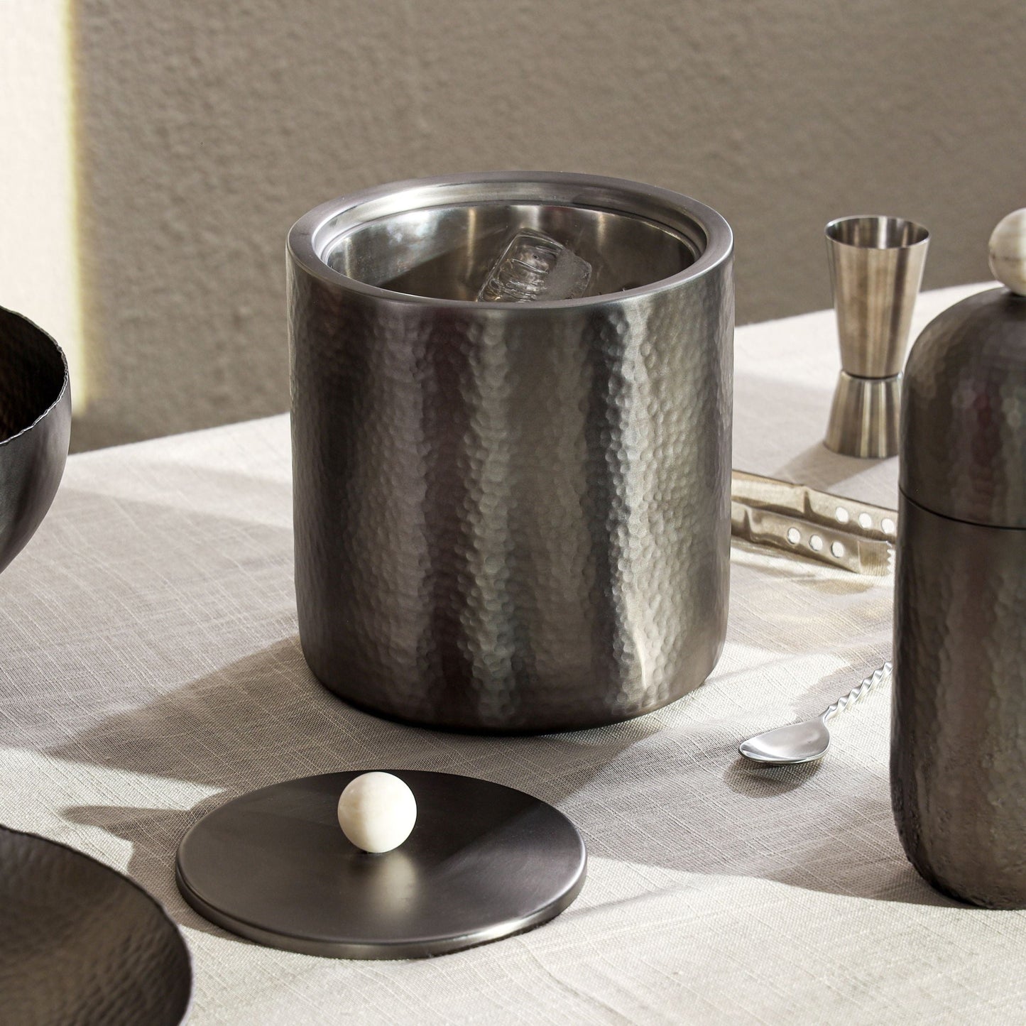 Eneziy Heavy-Gauge Gunmetal Ice Bucket