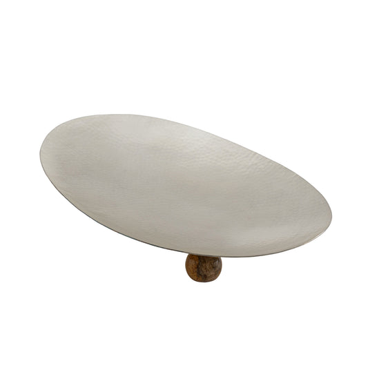 Eneziy Hammered Silver Footed Oval Platter - Small