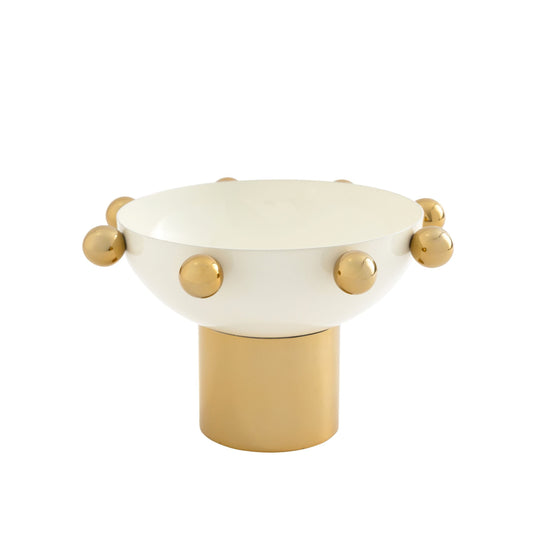 Eneziy Signature White & Gold Footed Nut Bowl