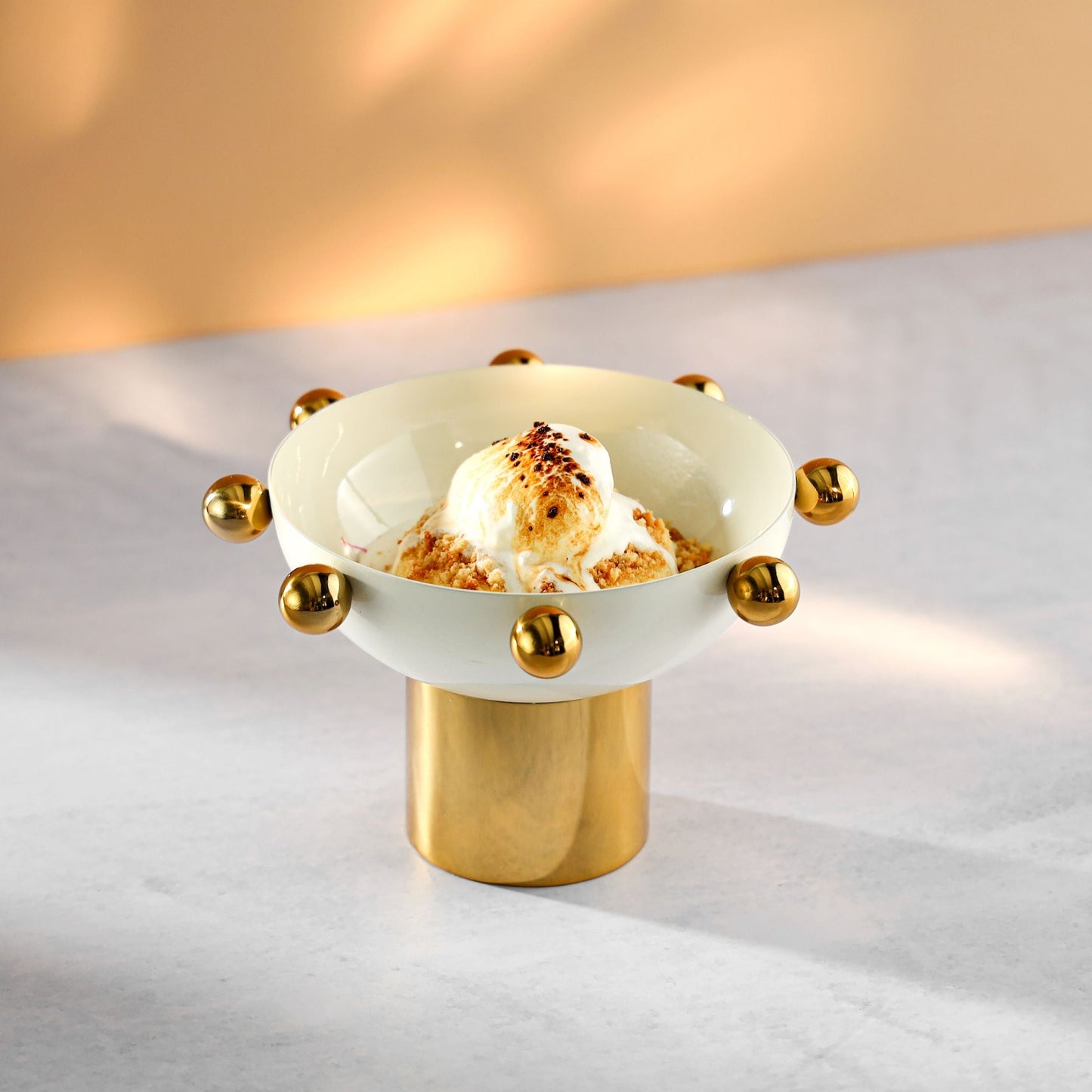Eneziy Signature White & Gold Footed Nut Bowl